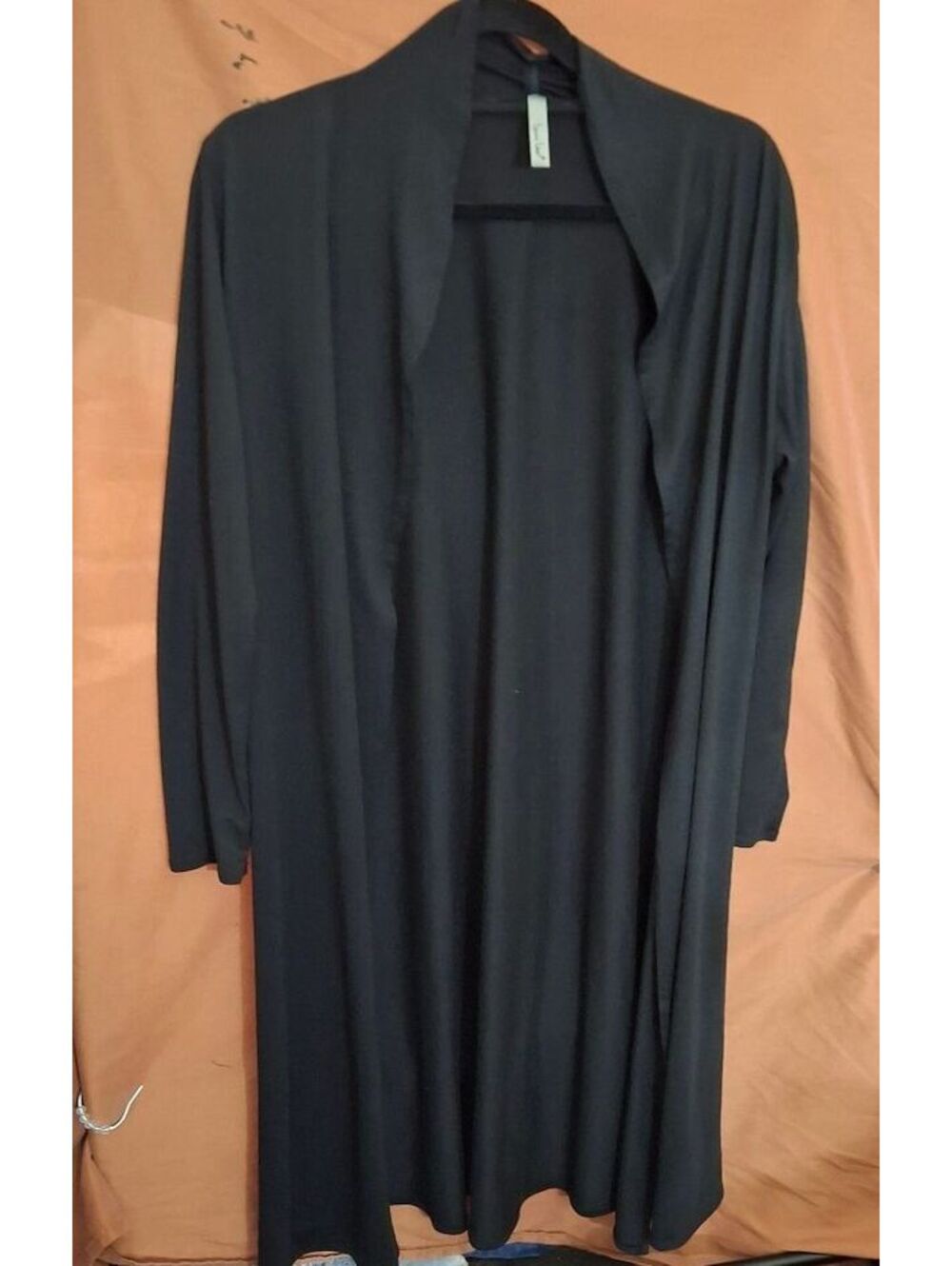 Isaac Leiv.  Chic Black Long Sleeve Open Front Cardigan/Duster